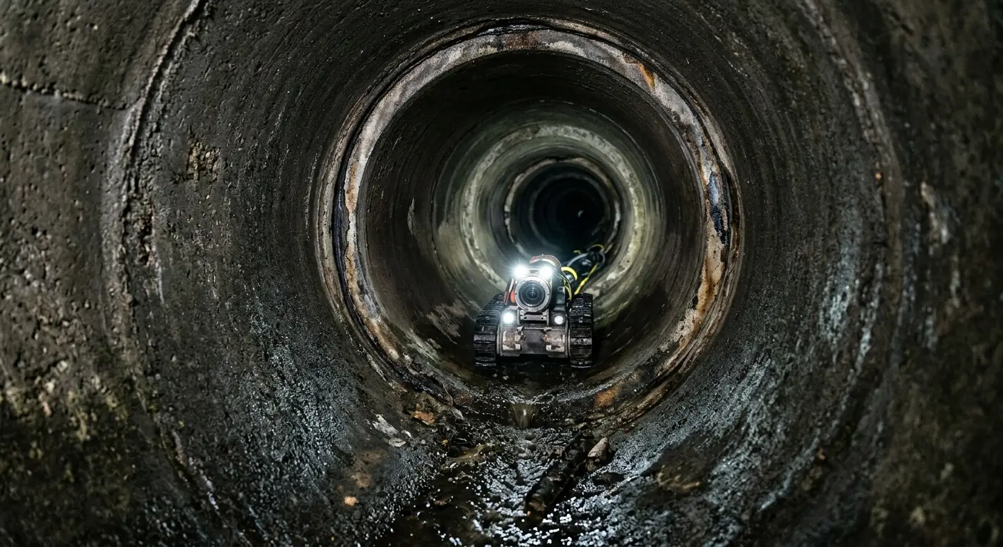 Robotic sewer camera inspecting pipe interior for Sewer Line Repair in World Golf Village